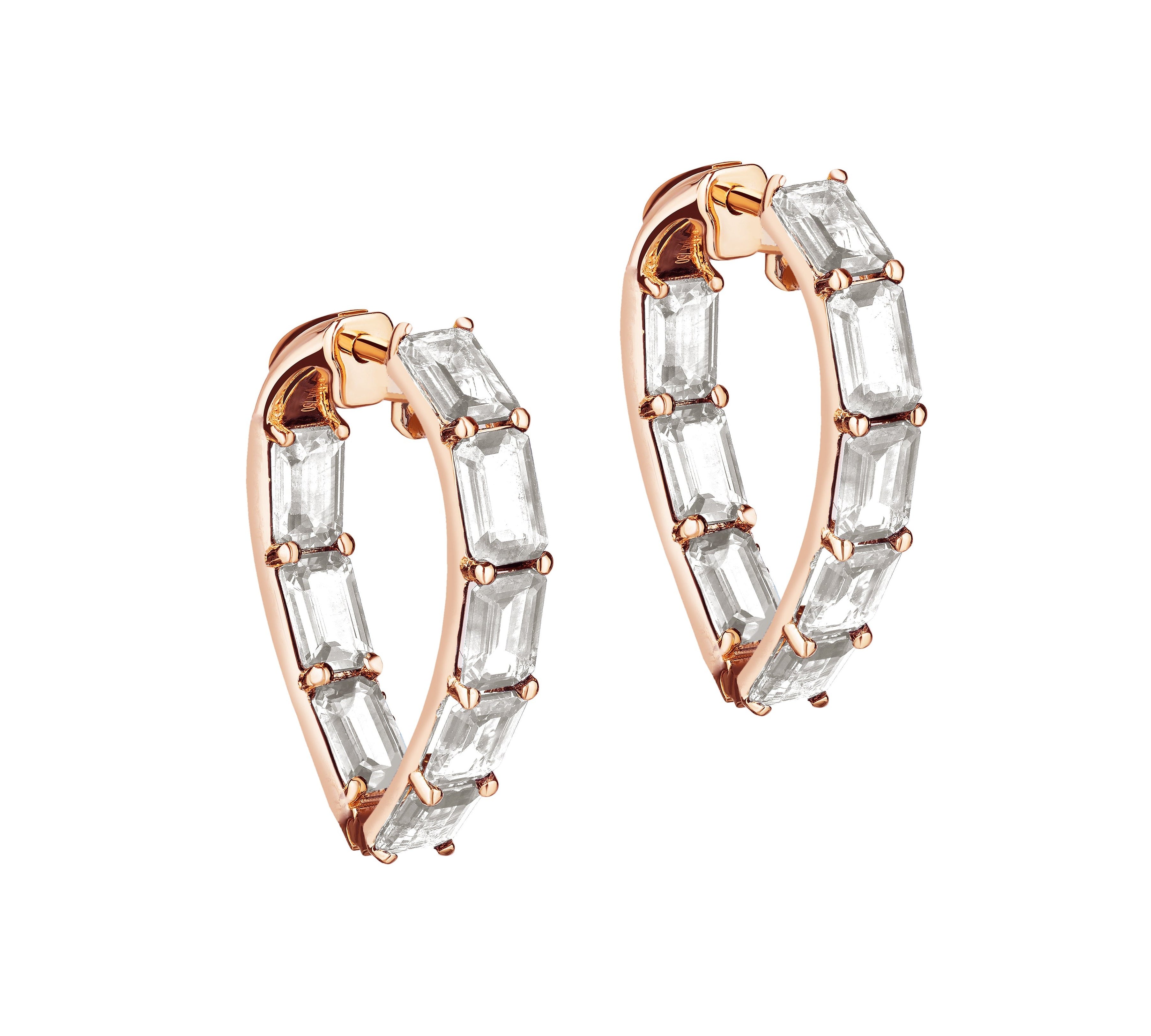 Emerald-Cut Heart Hoops Hoop Earrings Goshwara Rock Crystal - RGold