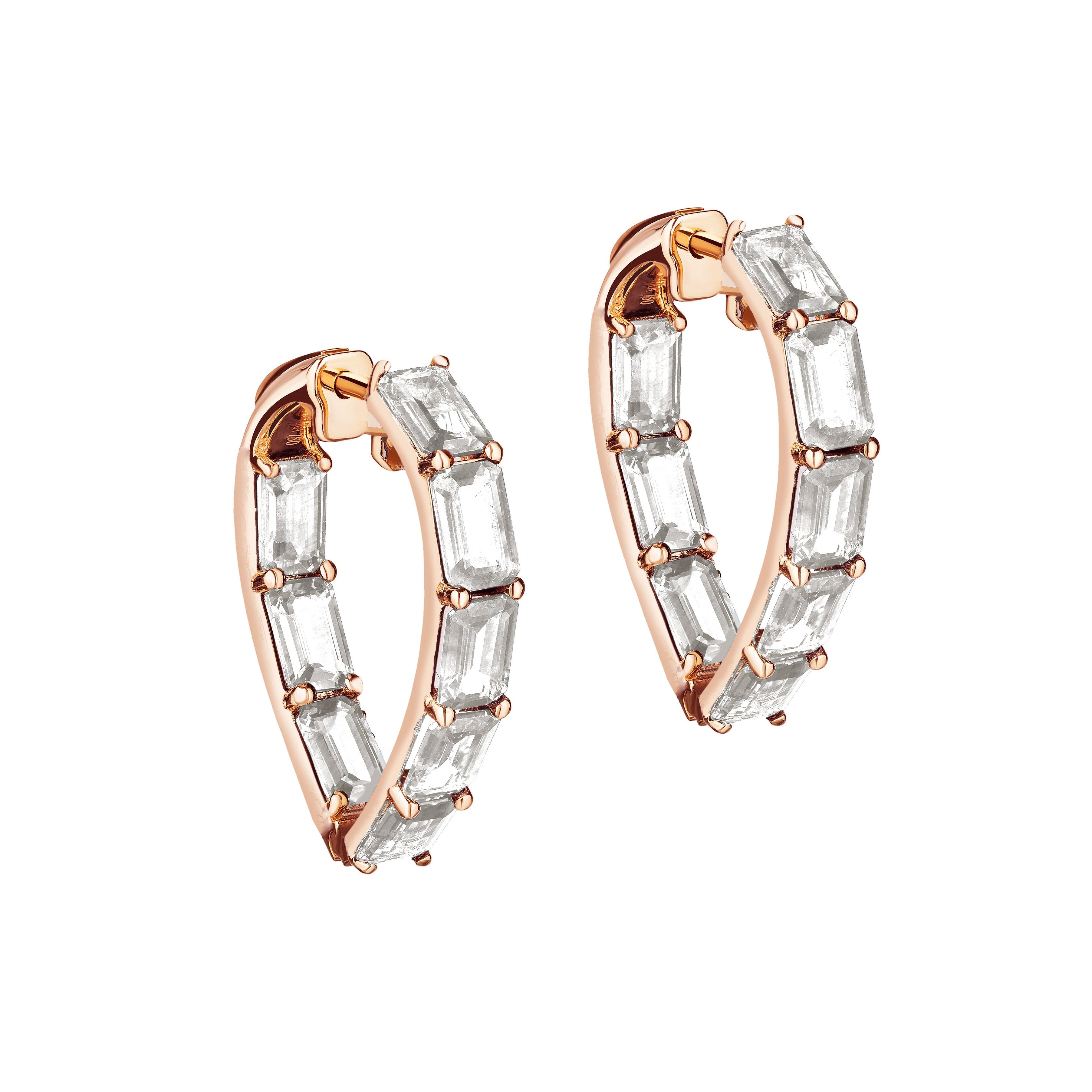 Emerald-Cut Heart Hoops Hoop Earrings Goshwara Rock Crystal - RGold