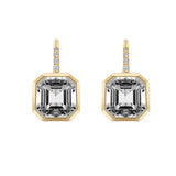 Asscher-Cut Drop Earrings with Diamonds Drop Earrings Goshwara Rock Crystal Yellow Gold