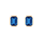 Emerald-Cut Bezel Set Studs Studs Goshwara London Blue Topaz