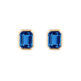 Emerald-Cut Bezel Set Studs Studs Goshwara London Blue Topaz