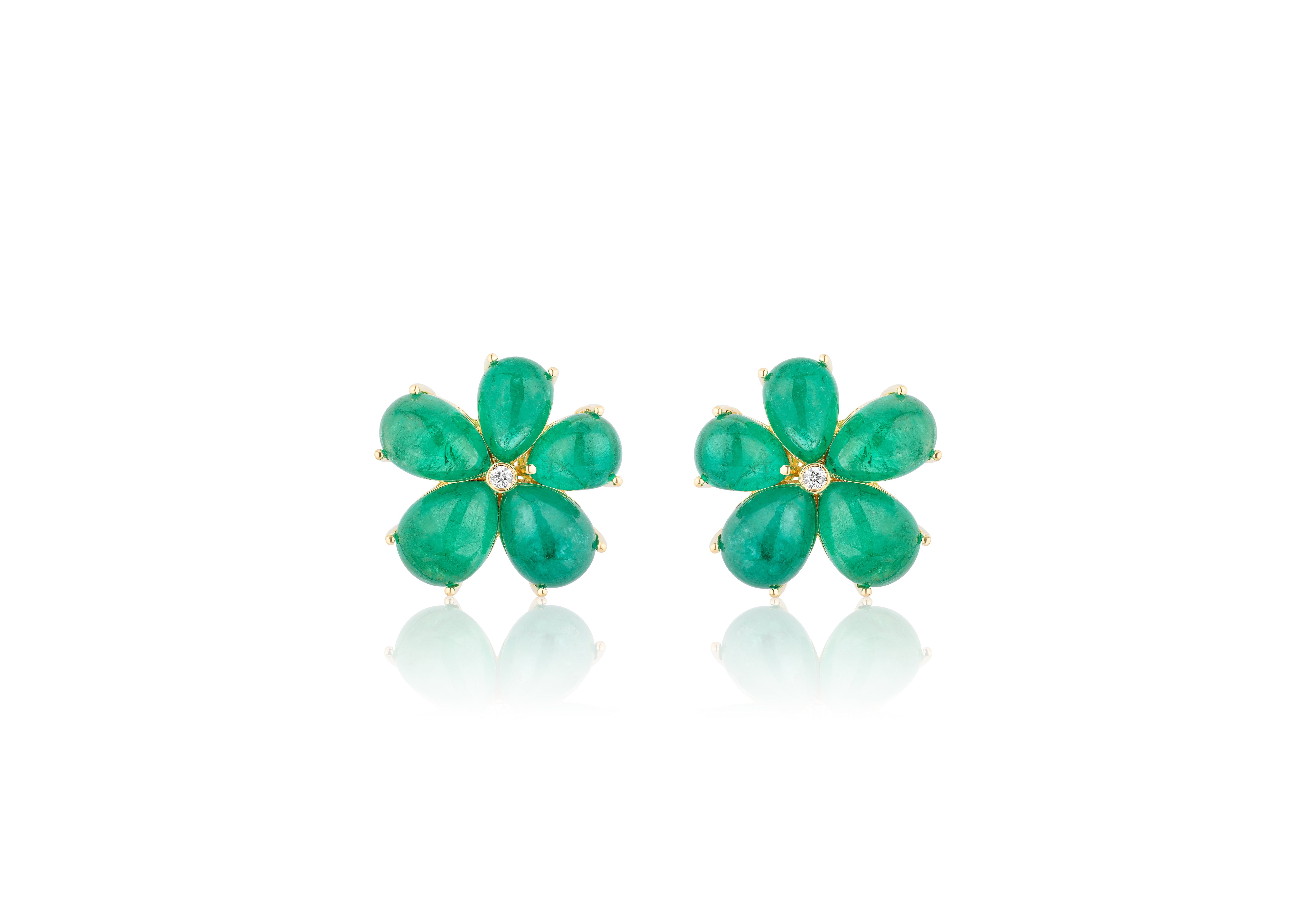 Emerald Flower Earrings Statement Earrings Goshwara   