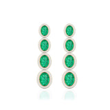 Long Emerald Earrings with White Enamel Statement Goshwara   