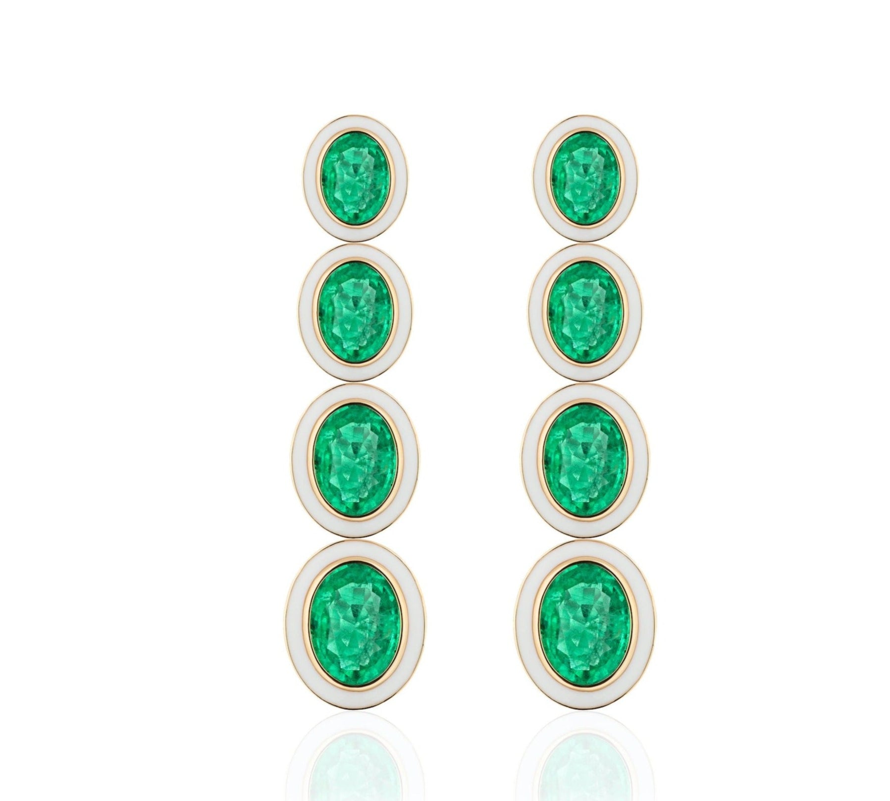 Drop Emerald Earrings with Enamel Statement Goshwara   