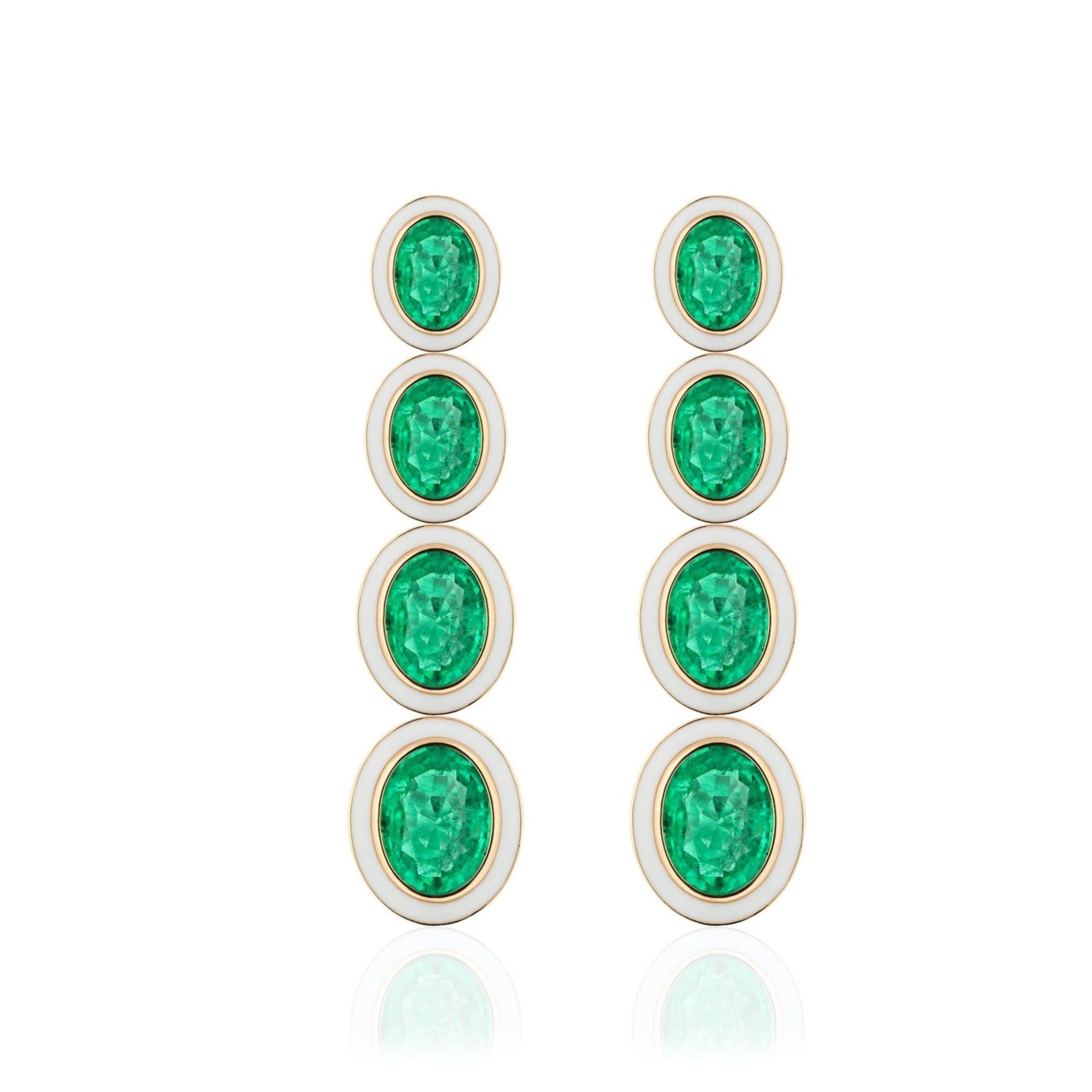 Drop Emerald Earrings with Enamel Statement Goshwara   