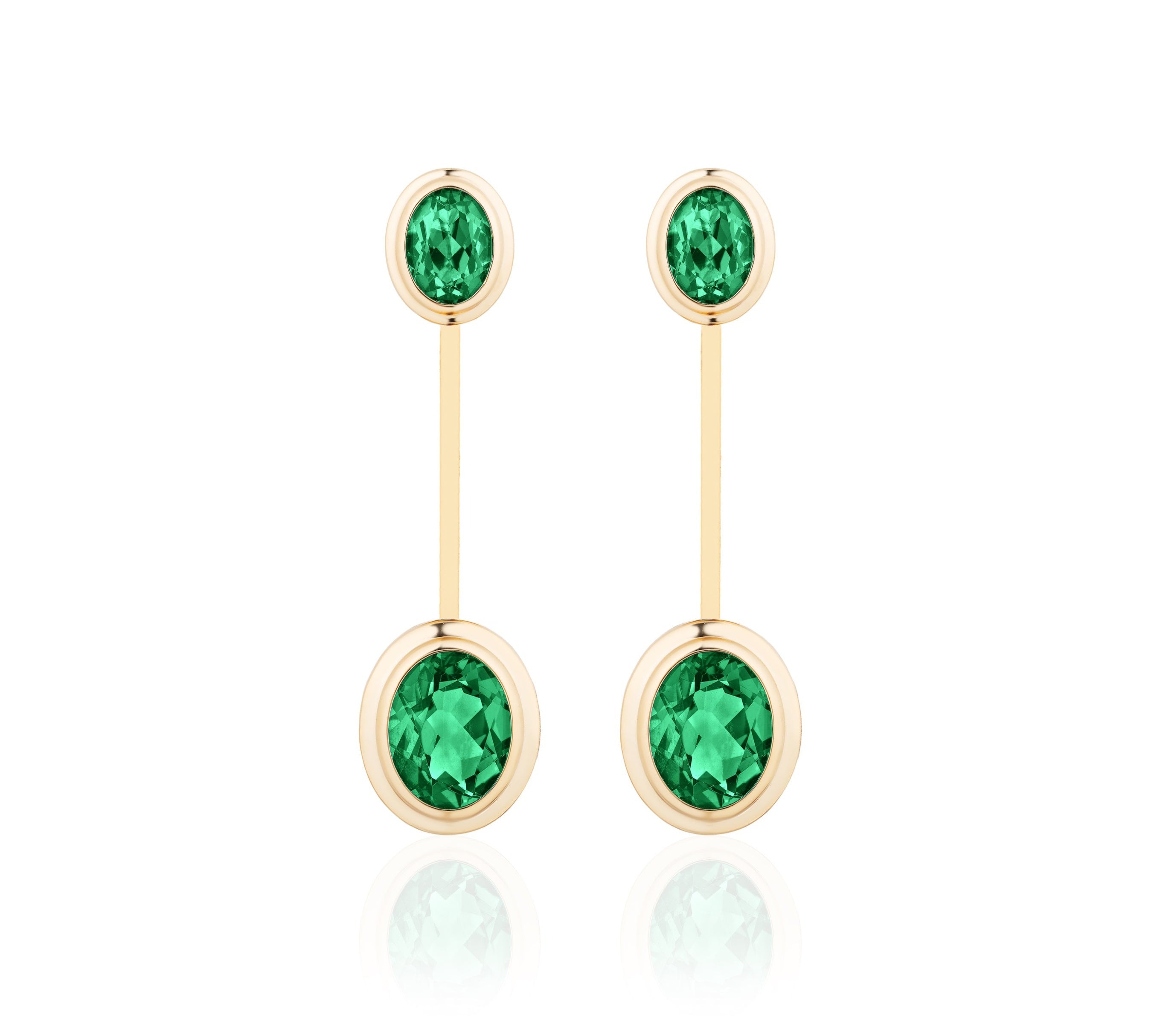 Oval-Cut Emerald Earrings Drop Earrings Goshwara   