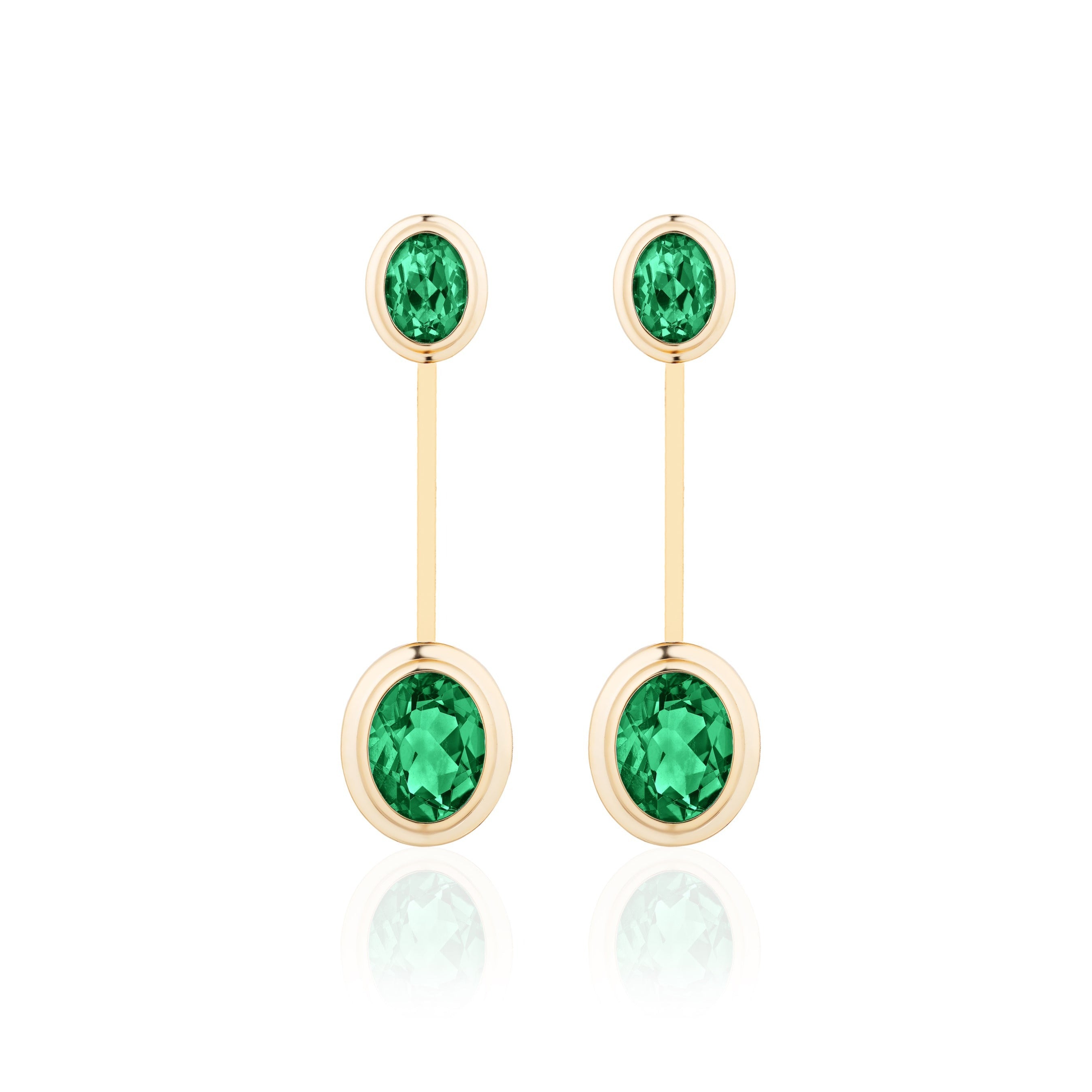 Oval-Cut Emerald Earrings Drop Earrings Goshwara   