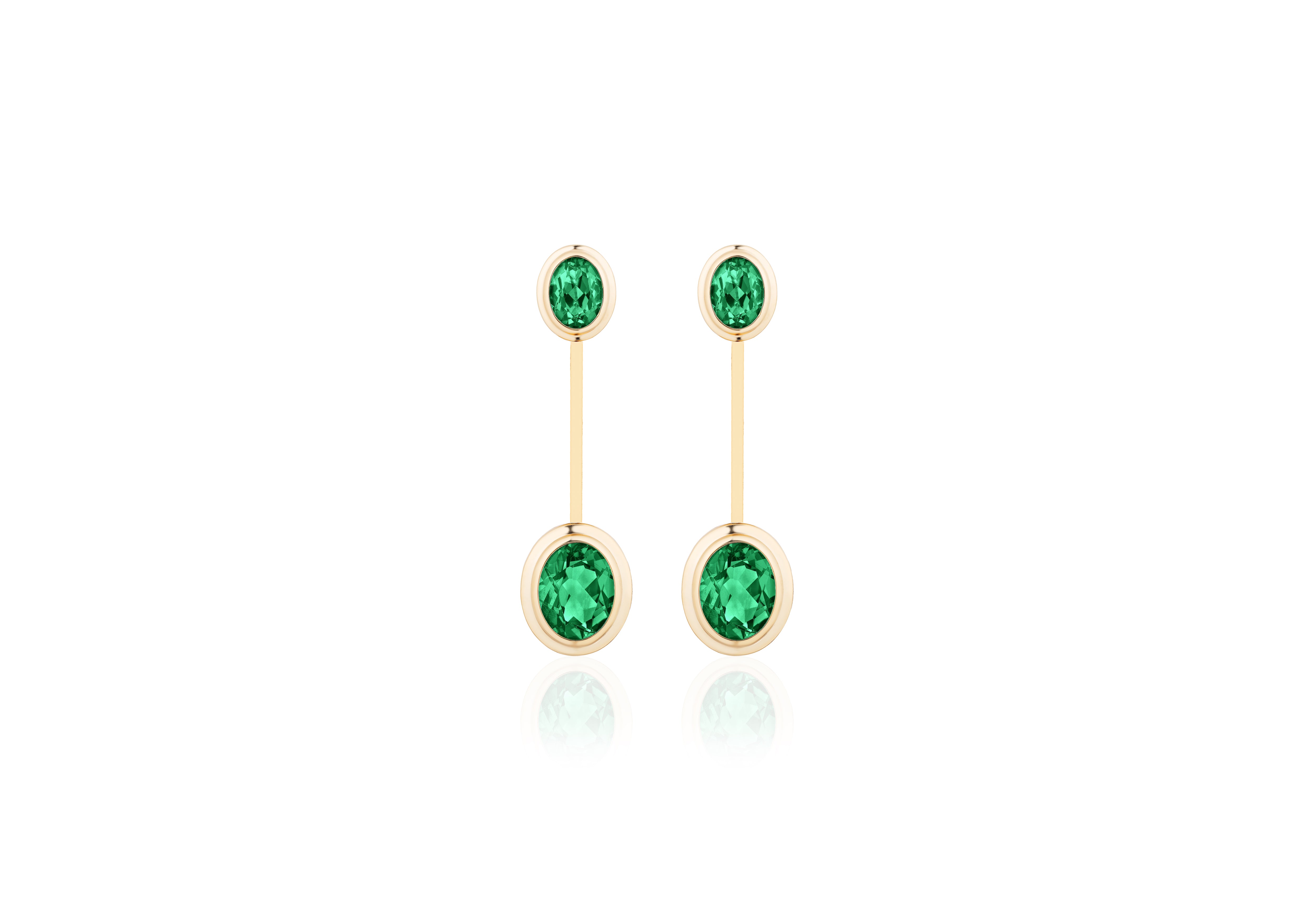 Emerald Oval Cut Earrings Drop Earrings Goshwara   