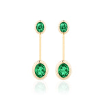 Emerald Oval-Cut Earrings Drop Earrings Goshwara Emerald