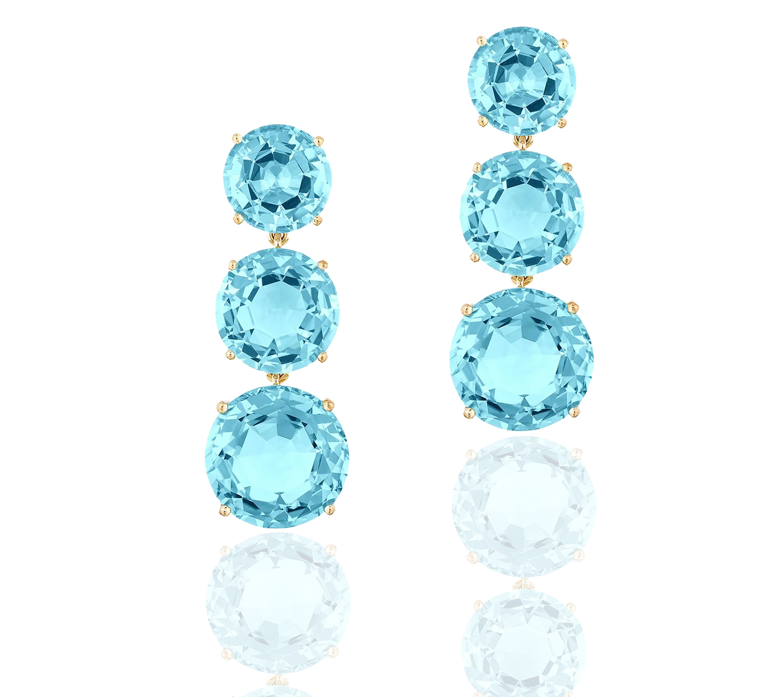 Three-Tier Round Faceted Earrings Statement Earrings Goshwara Topaz YGold