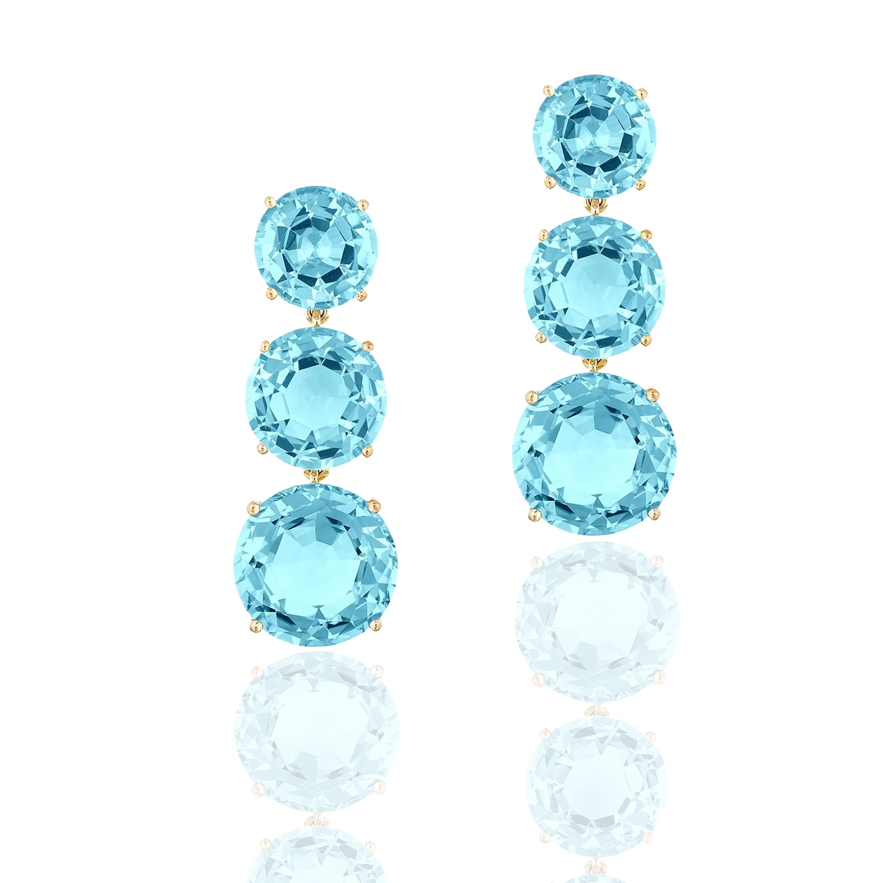 Three-Tier Round Faceted Earrings Statement Earrings Goshwara Topaz YGold