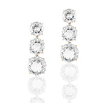 Three-Tier Round Faceted Earrings Statement Earrings Goshwara Rock Crystal RGold