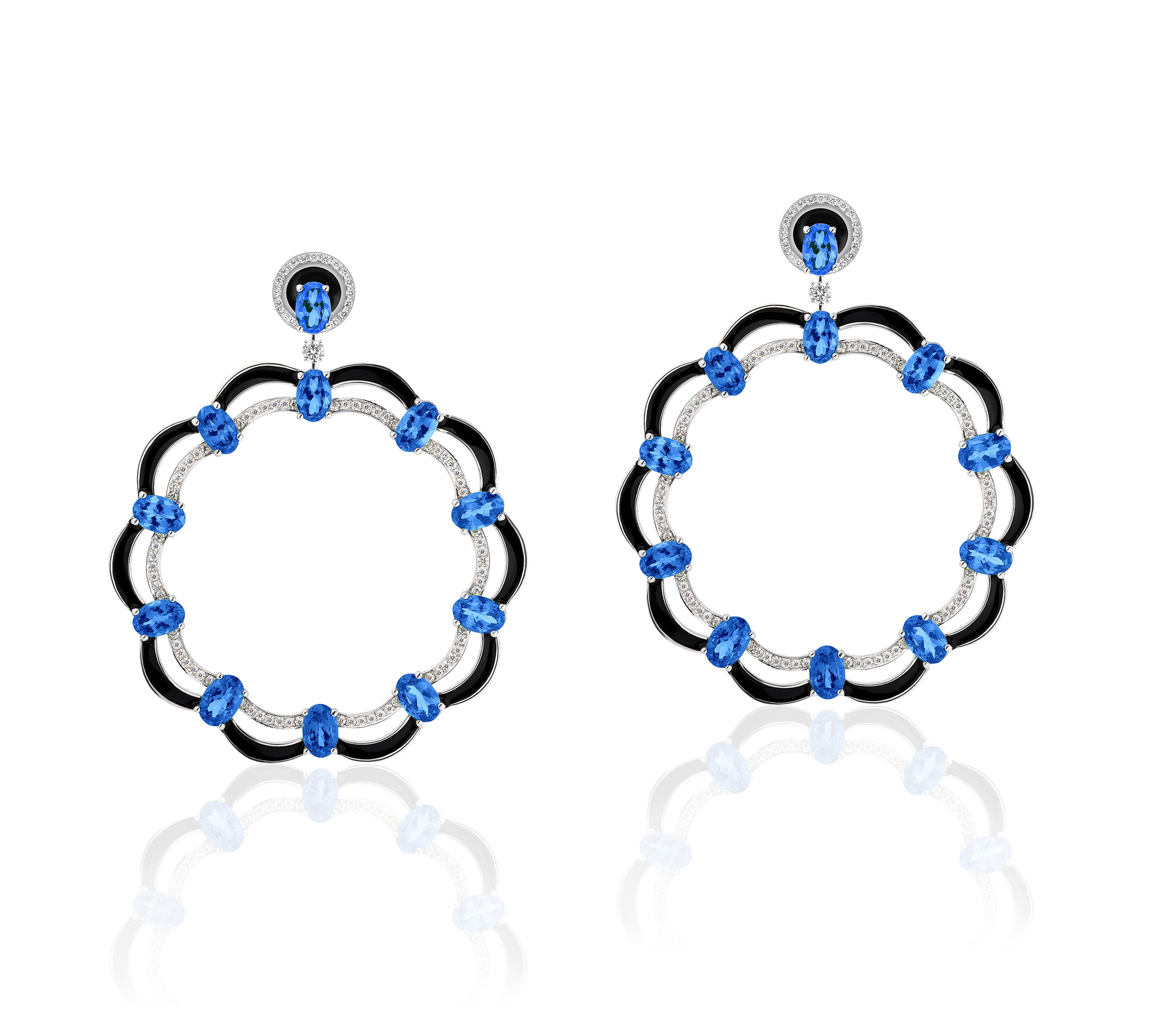 Sapphire Earrings with Diamonds Statement Earrings Goshwara   