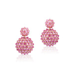 Pink Sapphire Double Ball Drop Earrings Drop Earrings Goshwara   