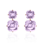 2-Tier Lavender Amethyst Cushion-Cut Earrings Drop Goshwara   