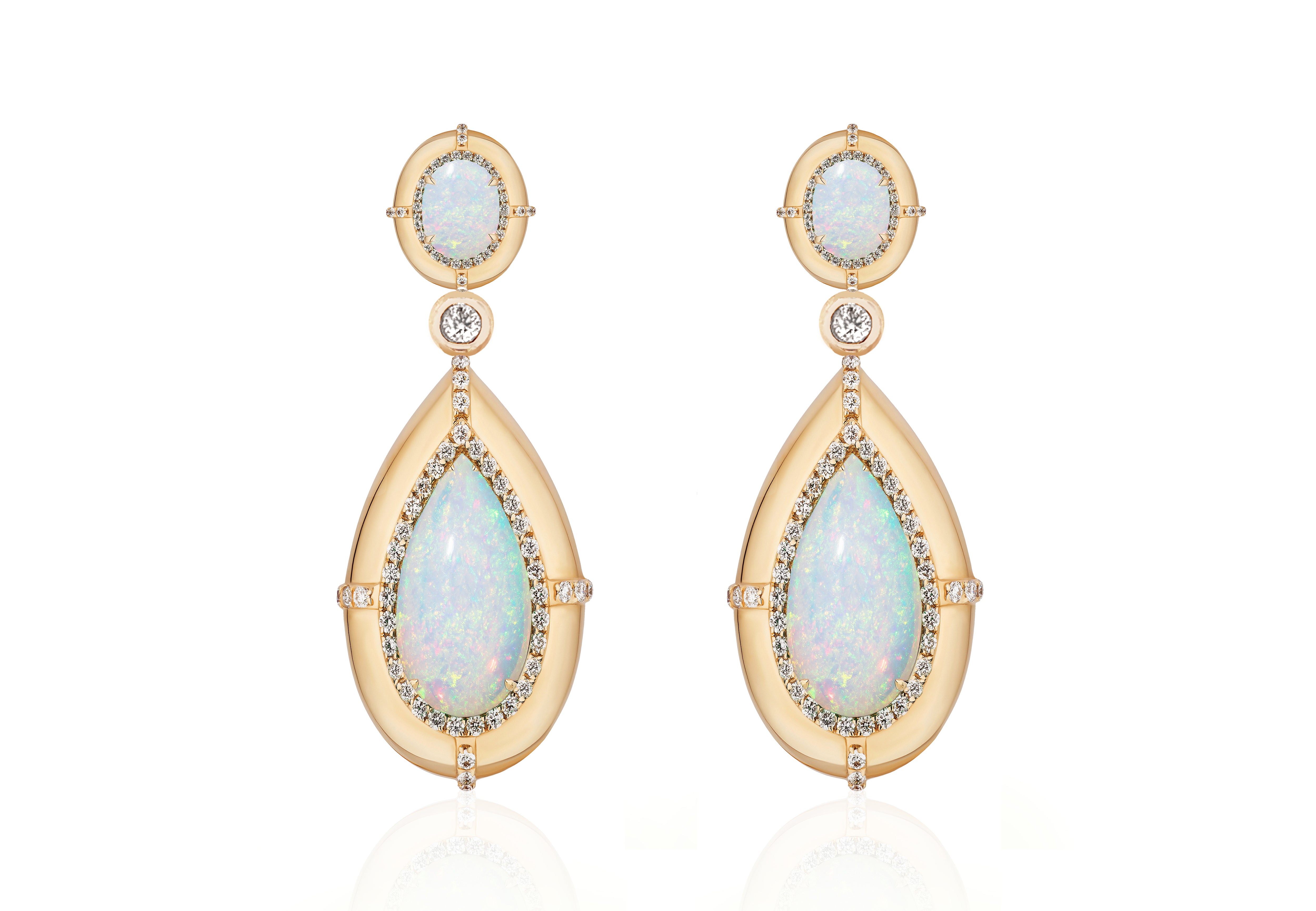 Pear Shape Opal Drop Earrings Statement Earrings Goshwara   