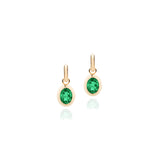 Faceted Oval Emerald Earring with Small Hoop Drop Earrings Goshwara   