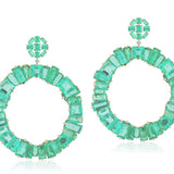 Baguette Emerald Large Earrings in 18K Yellow Gold Earrings Goshwara   