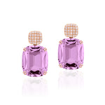 Lavender Amethyst Cushion and Diamond Earrings Statement Earrings Goshwara   