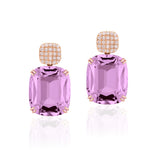 Statement Cushion-Cut Drop Earrings Drop Earrings Goshwara Amethyst RGold