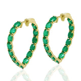 Oval Heart Shape Emerald Earrings Hoops Goshwara   