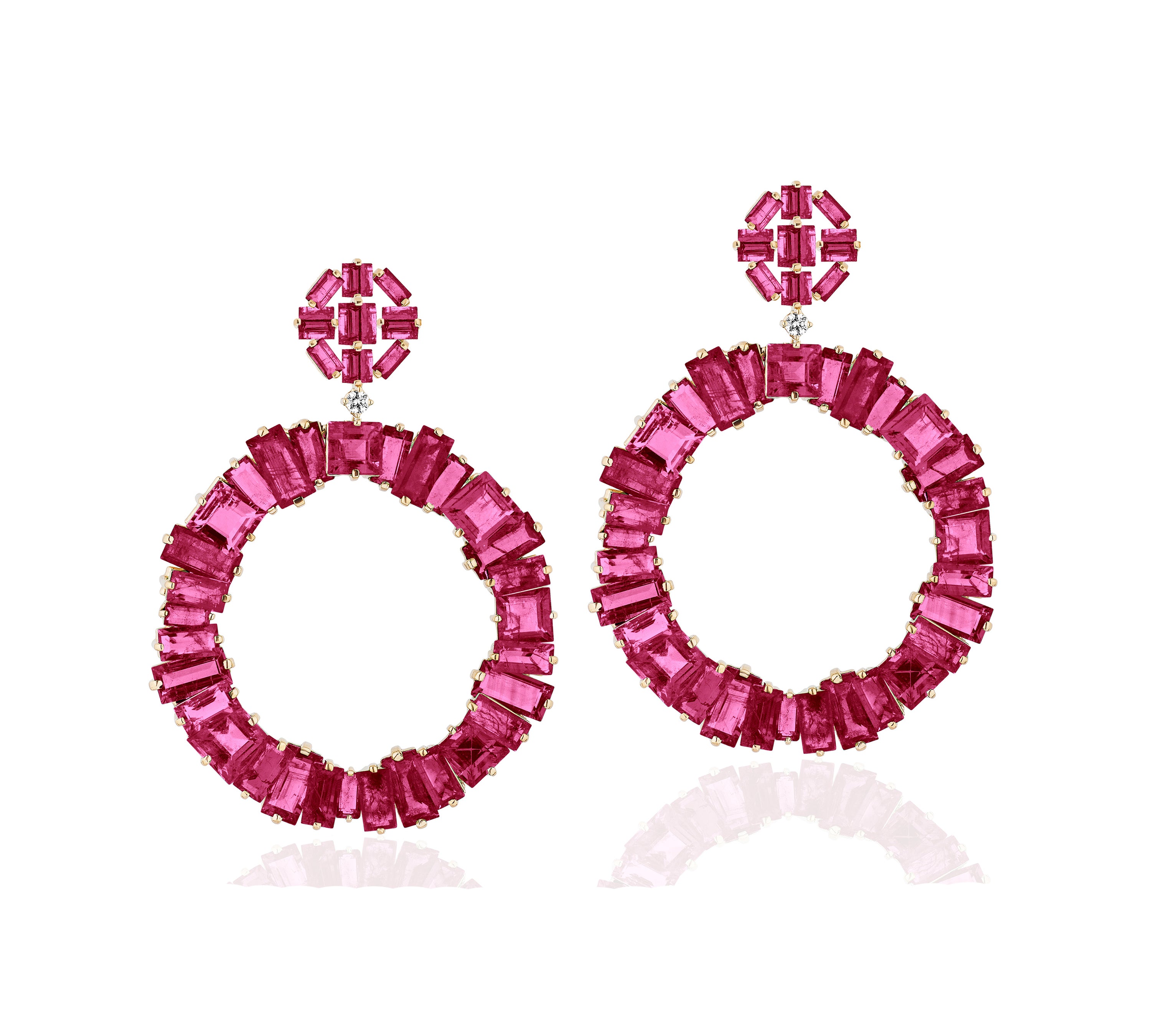 Ruby Emerald-Cut Hoop Earrings Hoop Earrings Goshwara   