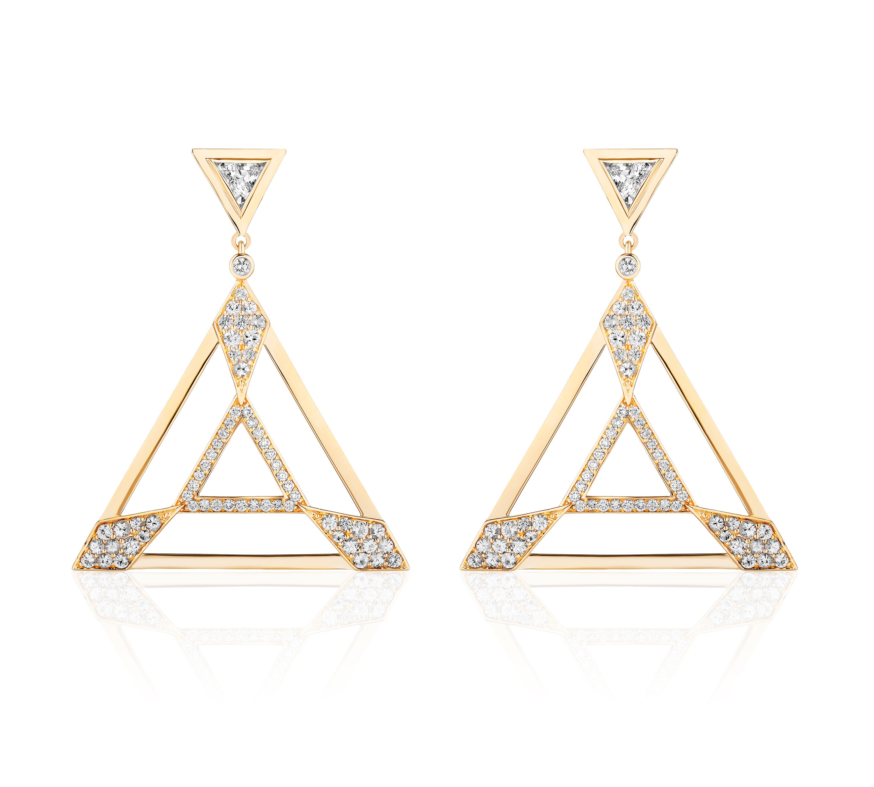 Triangle Sapphire Topaz Earrings with Diamonds Statement Earrings Goshwara   