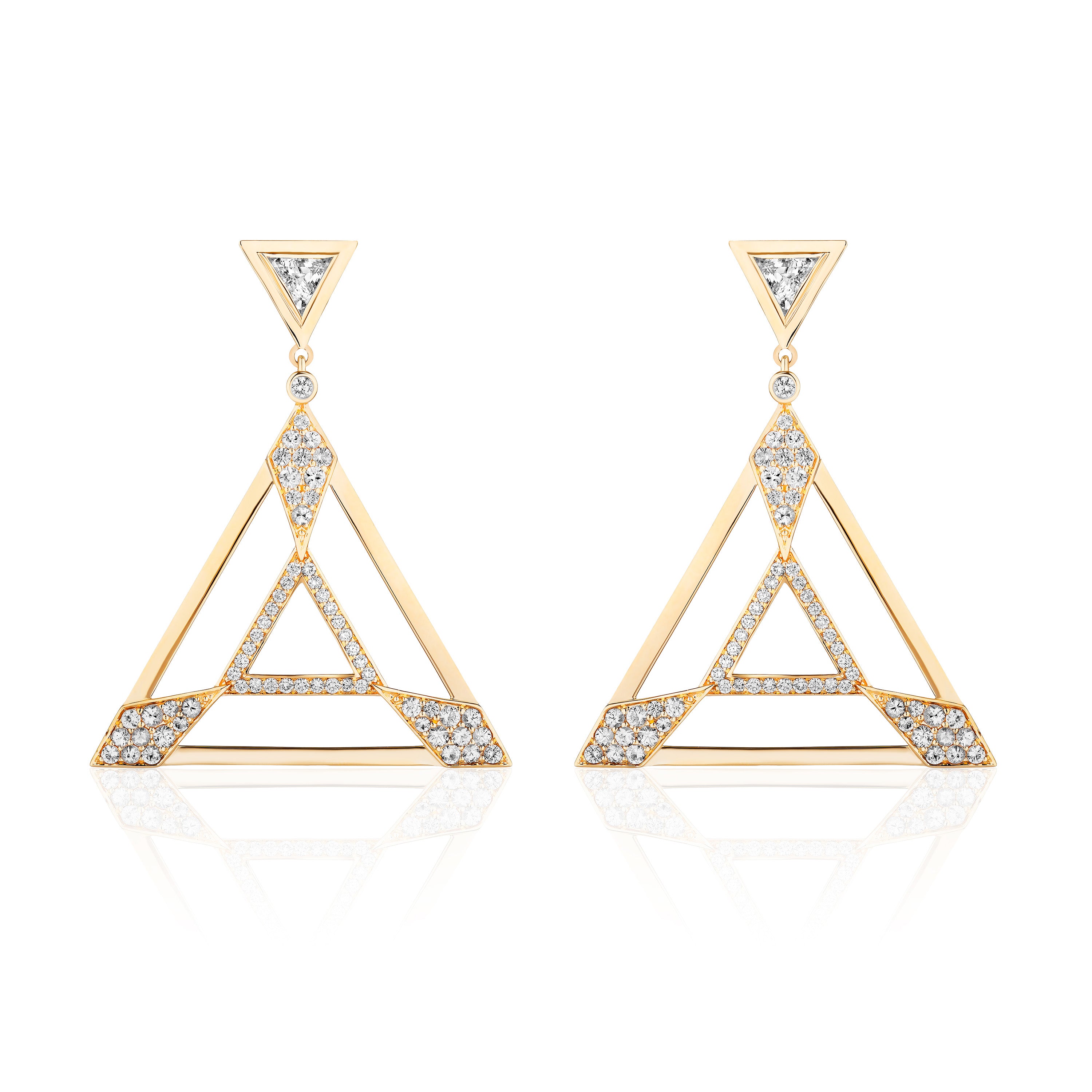 Triangle Sapphire Topaz Earrings with Diamonds Statement Earrings Goshwara   