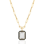 Emerald-Cut Pendant Necklace with Enamel Pendant Necklace Goshwara Rock Crystal Blk