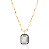 Emerald-Cut Pendant Necklace with Enamel Pendant Necklace Goshwara Rock Crystal Blk