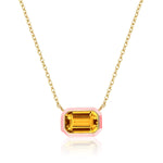 East-West Emerald Cut Enamel Pendant Pendant Necklace Goshwara Citrine Pink