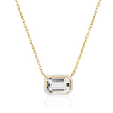 East-West Emerald Cut Enamel Pendant Pendant Necklace Goshwara Rock Crystal White