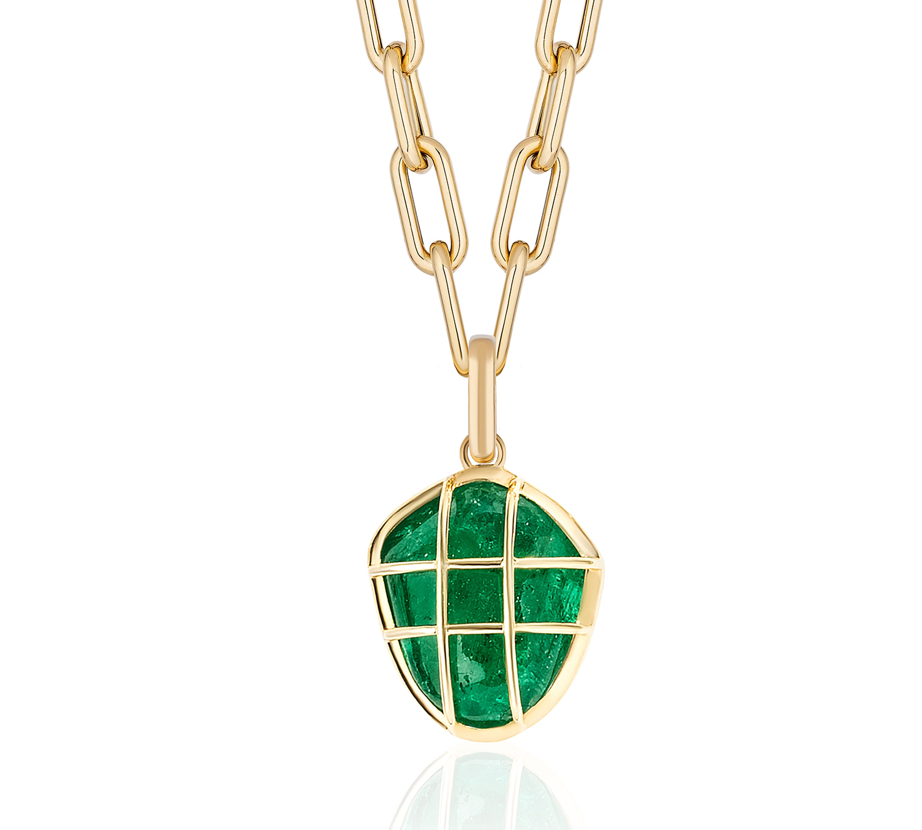 Emerald Cage Pendant Necklace Pendant Necklace Goshwara