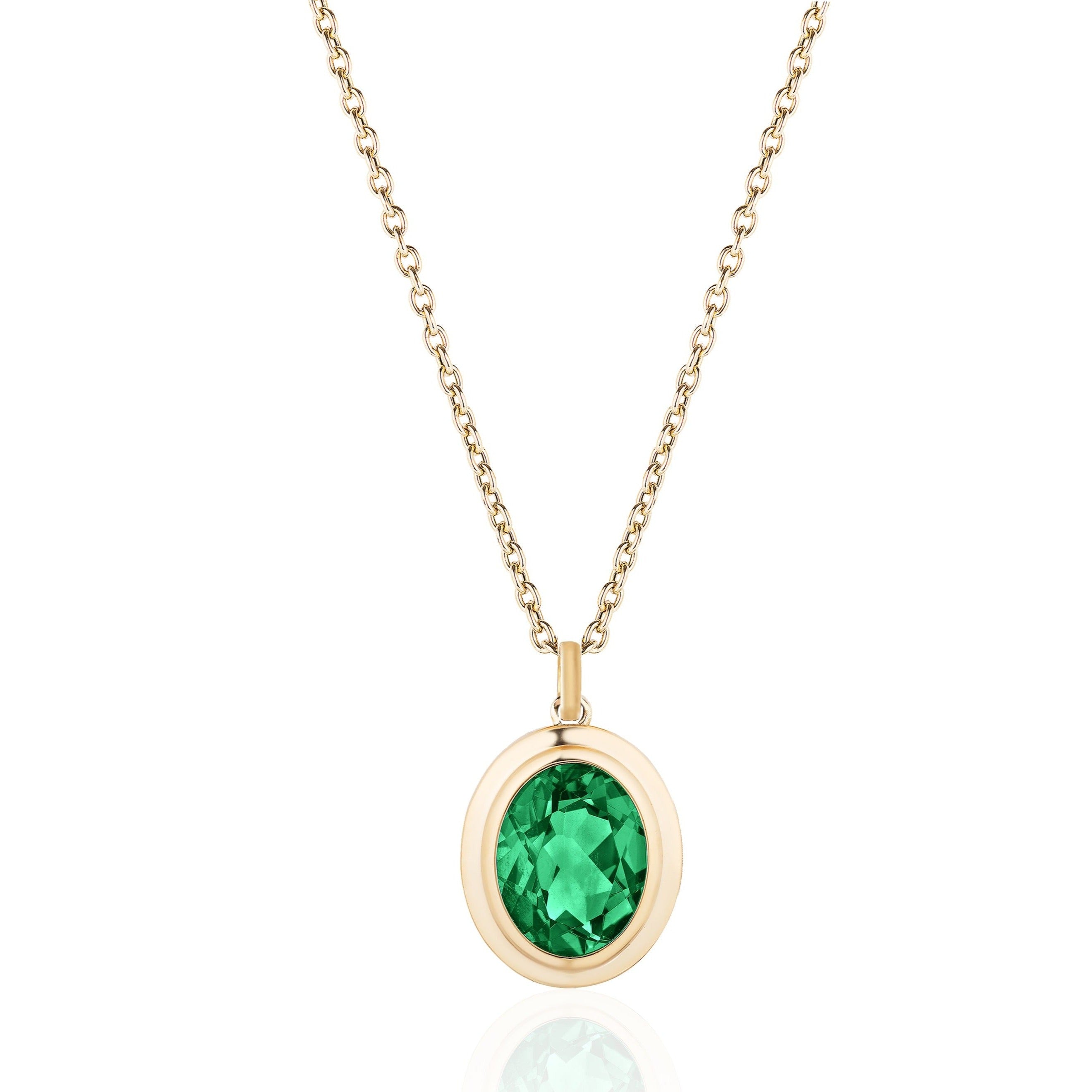 Oval Emerald Pendant Necklace Pendant Goshwara   