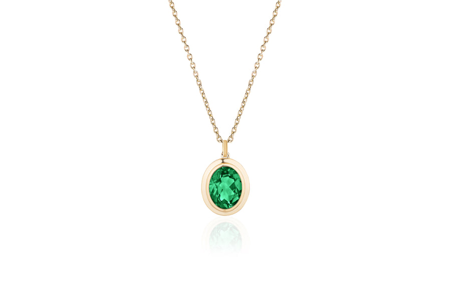 Oval Shape Emerald Pendant Pendant Goshwara   