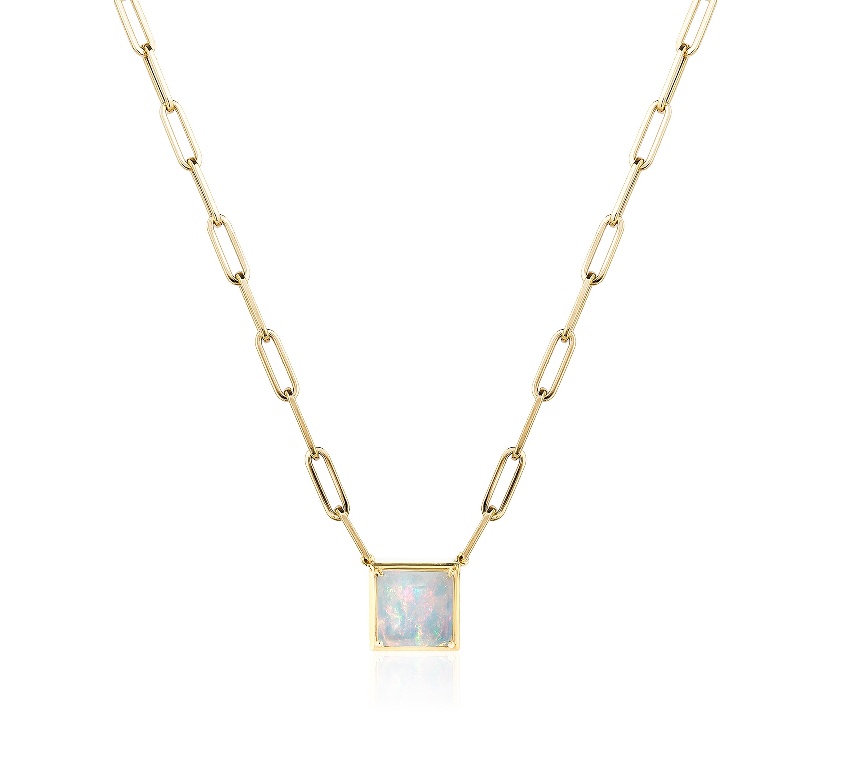 Square Opal Pendant Necklace Pendant Goshwara   
