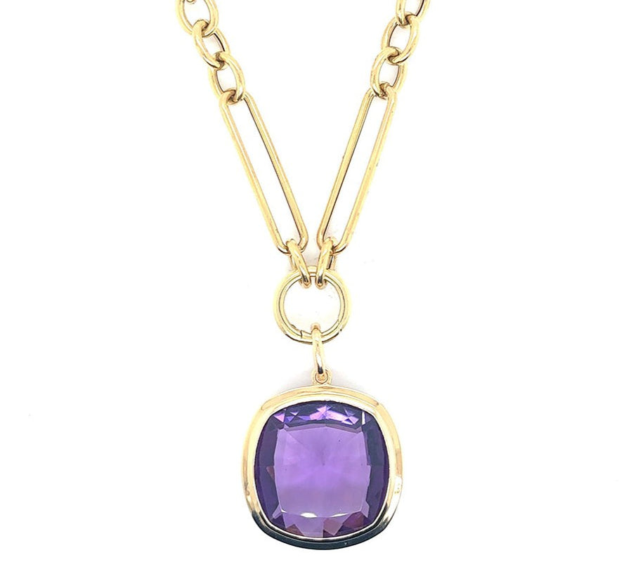 Cushion Amethyst Pendant Necklace Pendant Goshwara   