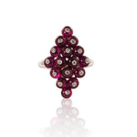 G-One Kite-Shaped Ruby Ring with Diamonds Cocktail Ring Goshwara