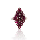 G-One Kite-Shaped Ruby Ring with Diamonds Cocktail Ring Goshwara