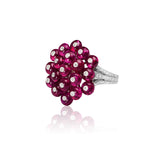 G-One Cluster Ruby Ring with Diamonds Cocktail Ring Goshwara