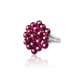 G-One Cluster Ruby Ring with Diamonds Cocktail Ring Goshwara