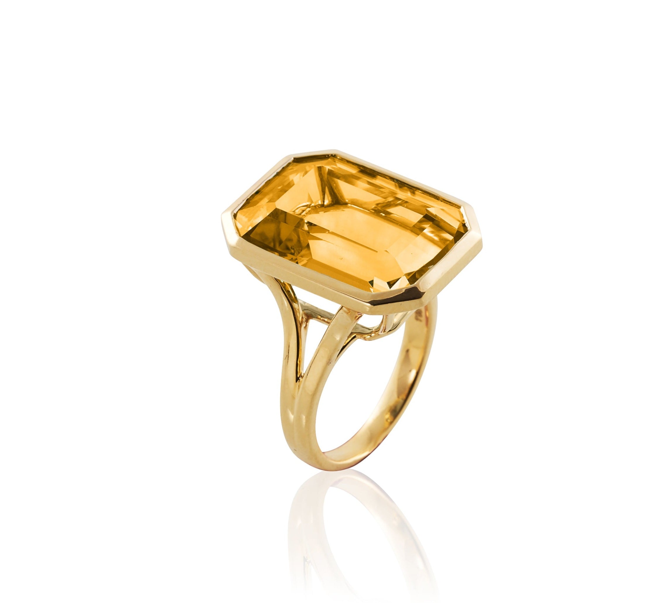 Emerald-Cut Citrine Ring Cocktail Ring Goshwara 6  