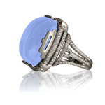 Cushion Cabochon Diamond Ring, Large Cocktail Ring Goshwara Chalcedony White Gold 6 