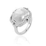 Moon Quartz Cushion Cabochon Ring, Medium Cocktail Ring Goshwara 6  