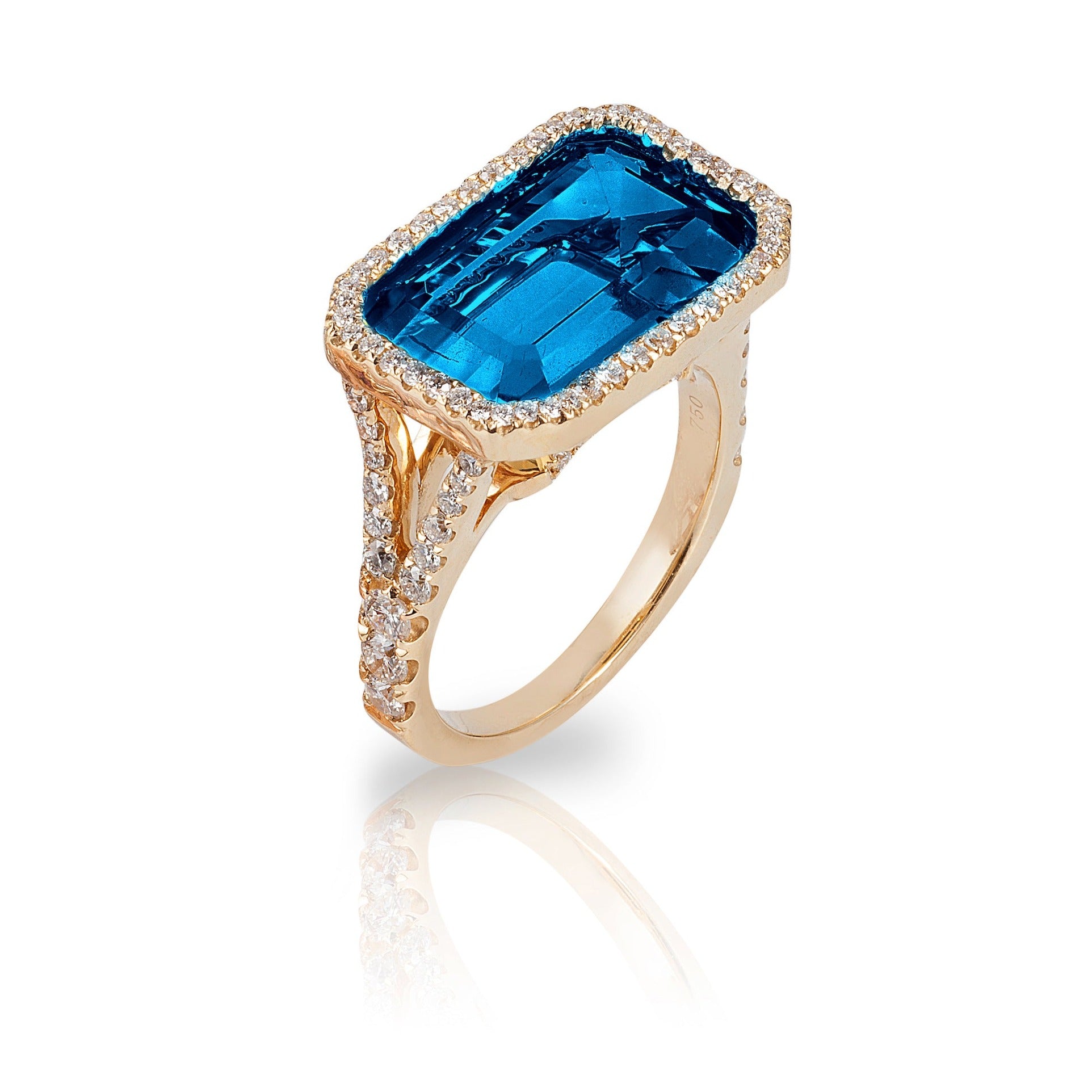 London Blue Topaz East-West Ring Cocktail Ring Goshwara 6  