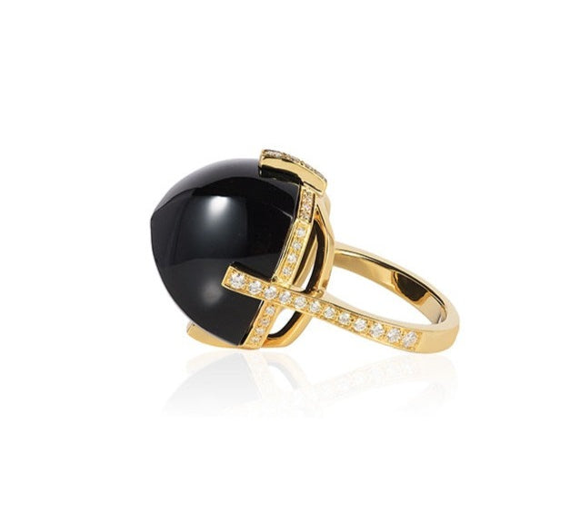 Onyx Sugar Loaf Ring, Large Cocktail Goshwara 6  