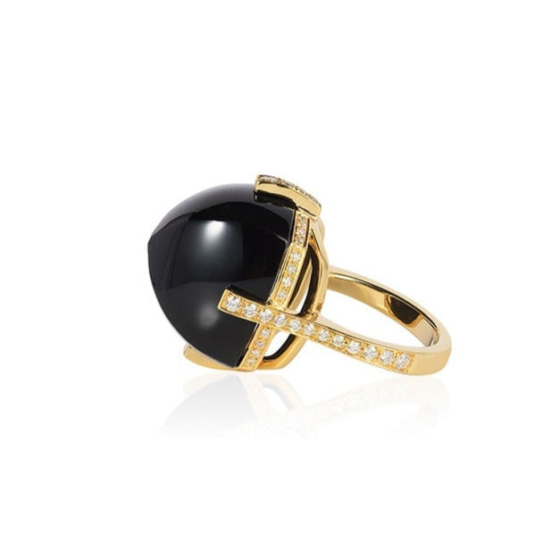 Onyx Sugar Loaf Ring Cocktail Ring Goshwara