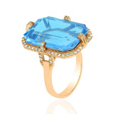 Topaz Emerald-Cut Ring with Diamonds Cocktail Ring Goshwara