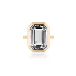 Rock Crystal Emerald Cut Bezel Set Ring, Large Cocktail Goshwara   