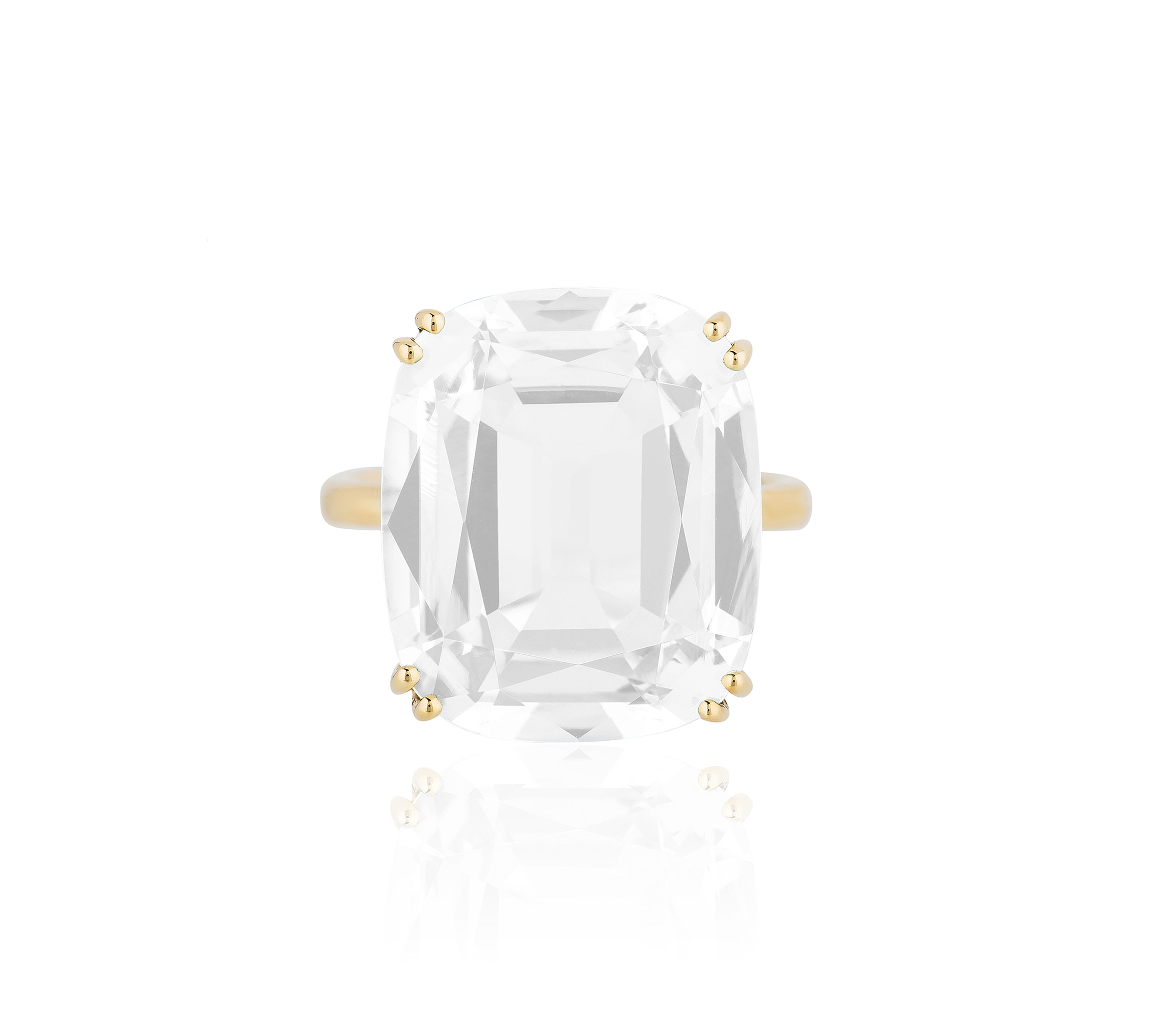 Moon Quartz Emerald-Cut Bezel Ring Cocktail Goshwara 6  